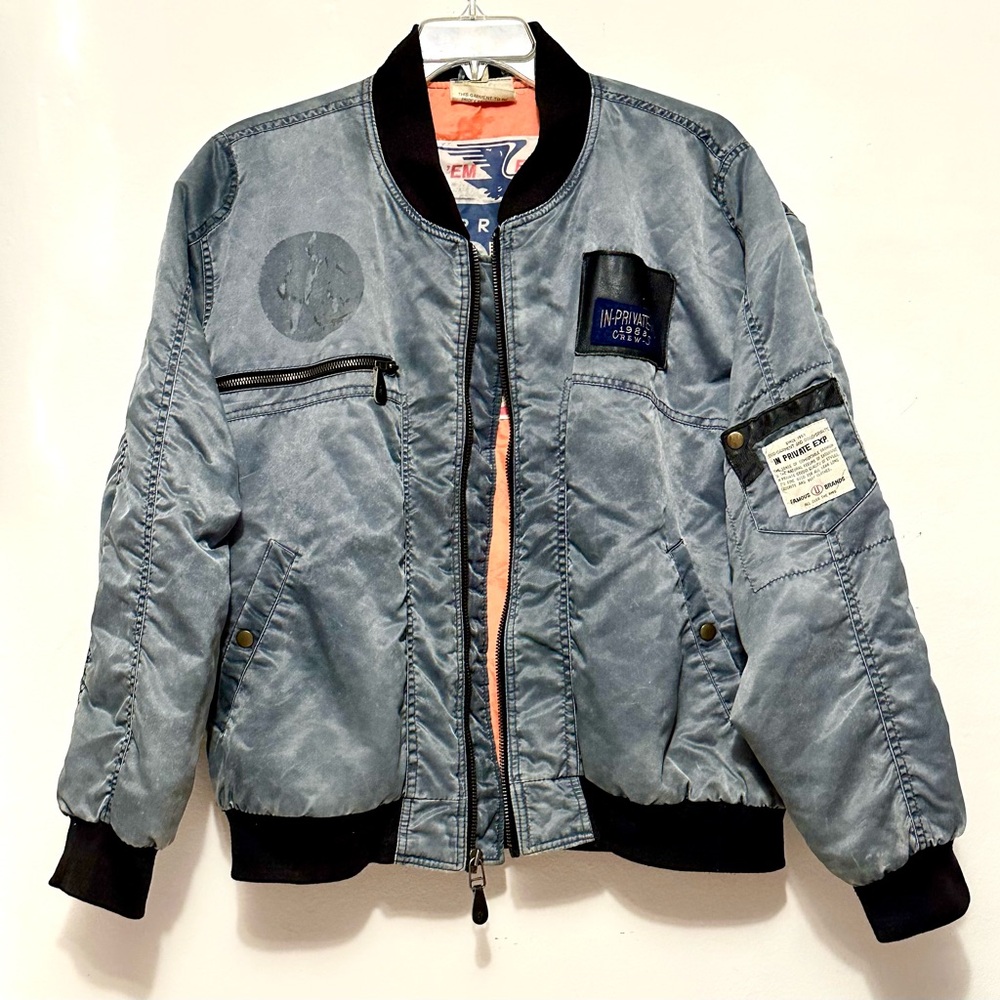 Men's Blue Bomber Jacket Korea Private MC 1988 Crew S Famous Brands Studio Inc